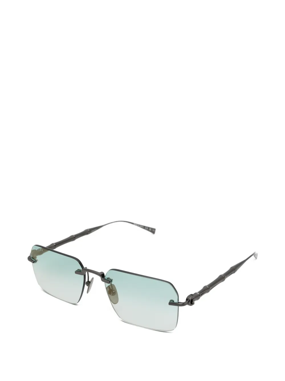 Gucci Eyewear Zonnebril met randloos rechthoekig montuur en bamboe-effect Zwart