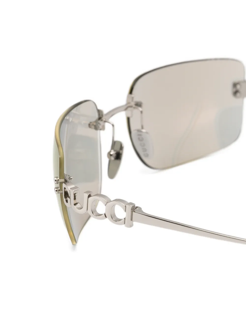 Gucci Eyewear Zonnebril met rechthoekig montuur en logo-plakkaat Zilver