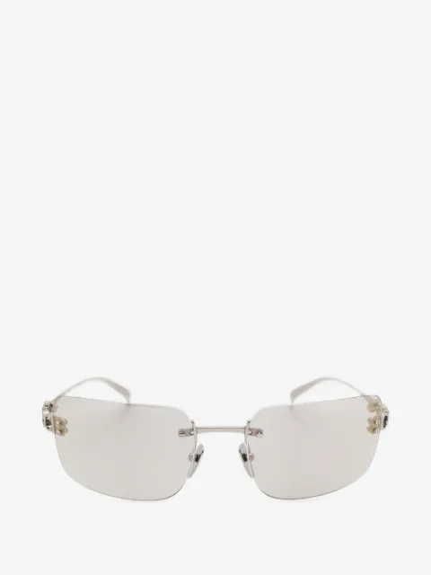 Gucci Eyewear rimless logo-plaque rectangle-frame sunglasses