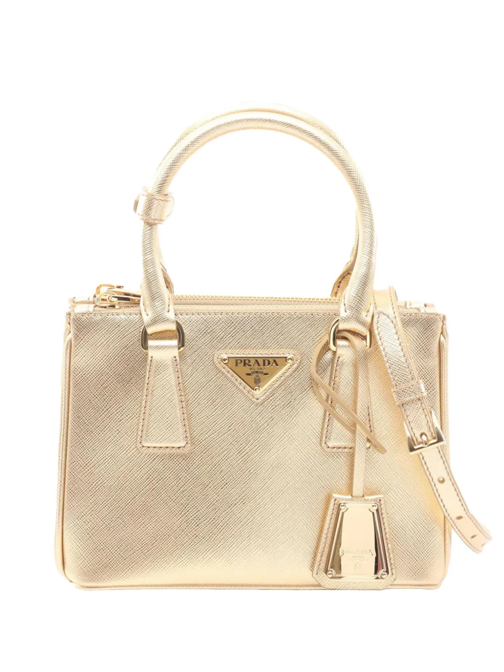 Prada Pre-Owned 2013-2026 Saffiano Lux Galleria Double Zip Mini satchel - Oro
