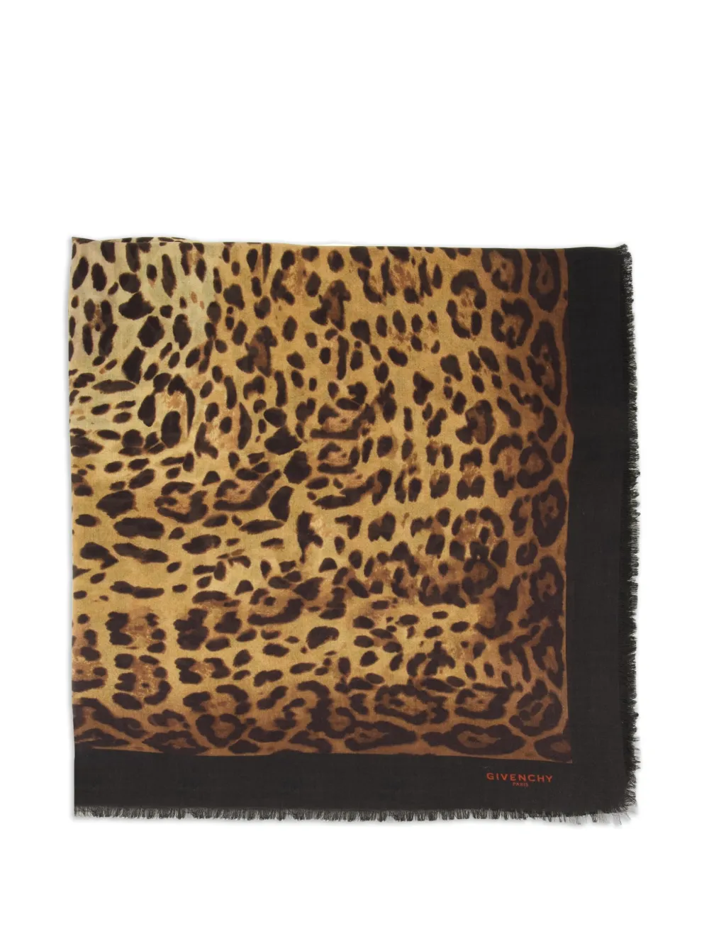 Givenchy leopard-print frayed scarf - Marrone