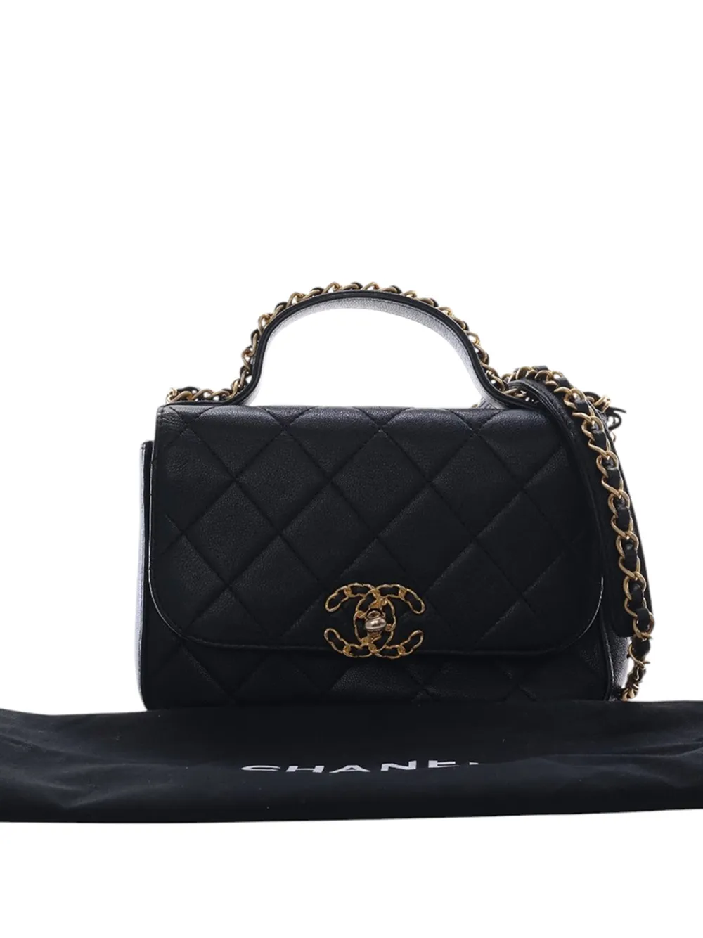  Chanel Pre-owned Borsa A Tracolla Infinity Piccola In Pelle Di Agnello Trapuntata Con Manico E Catena 2019 - Nero 