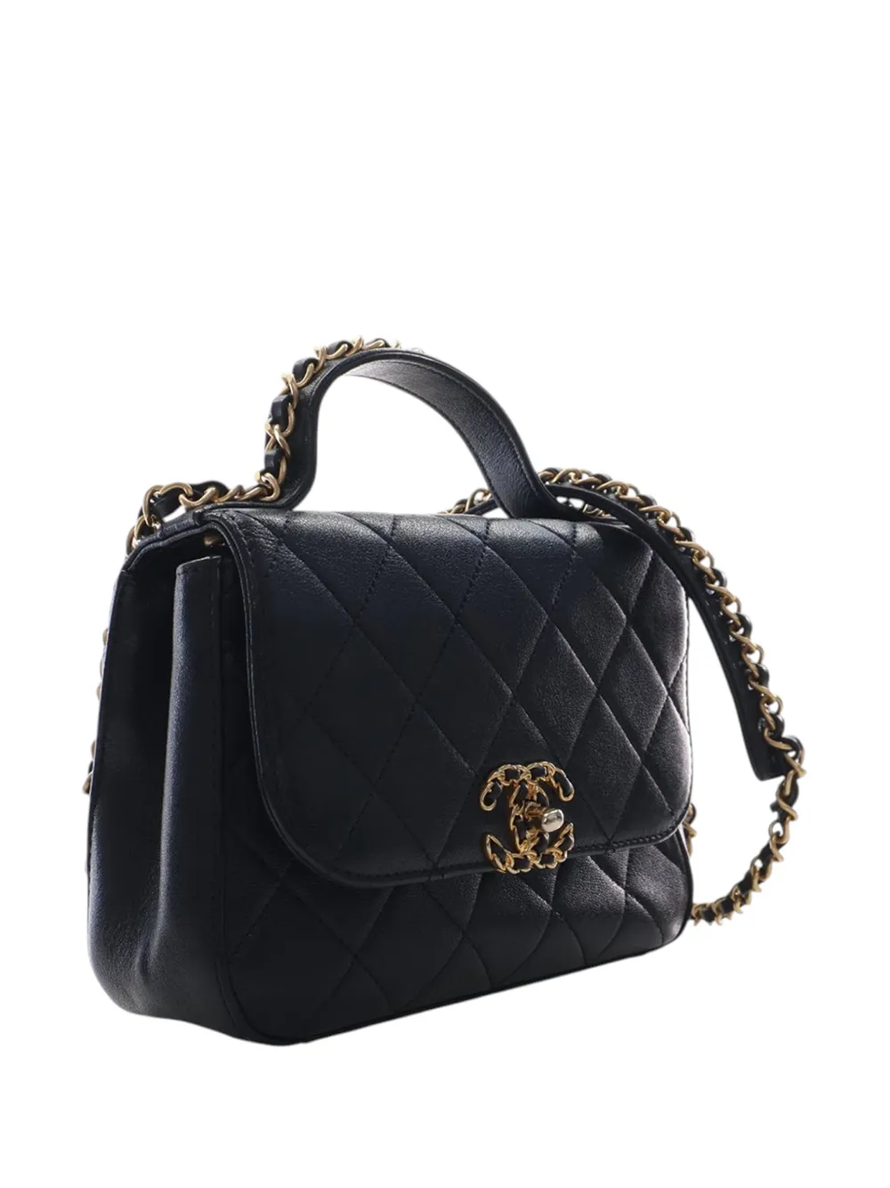  Chanel Pre-owned Borsa A Tracolla Infinity Piccola In Pelle Di Agnello Trapuntata Con Manico E Catena 2019 - Nero 