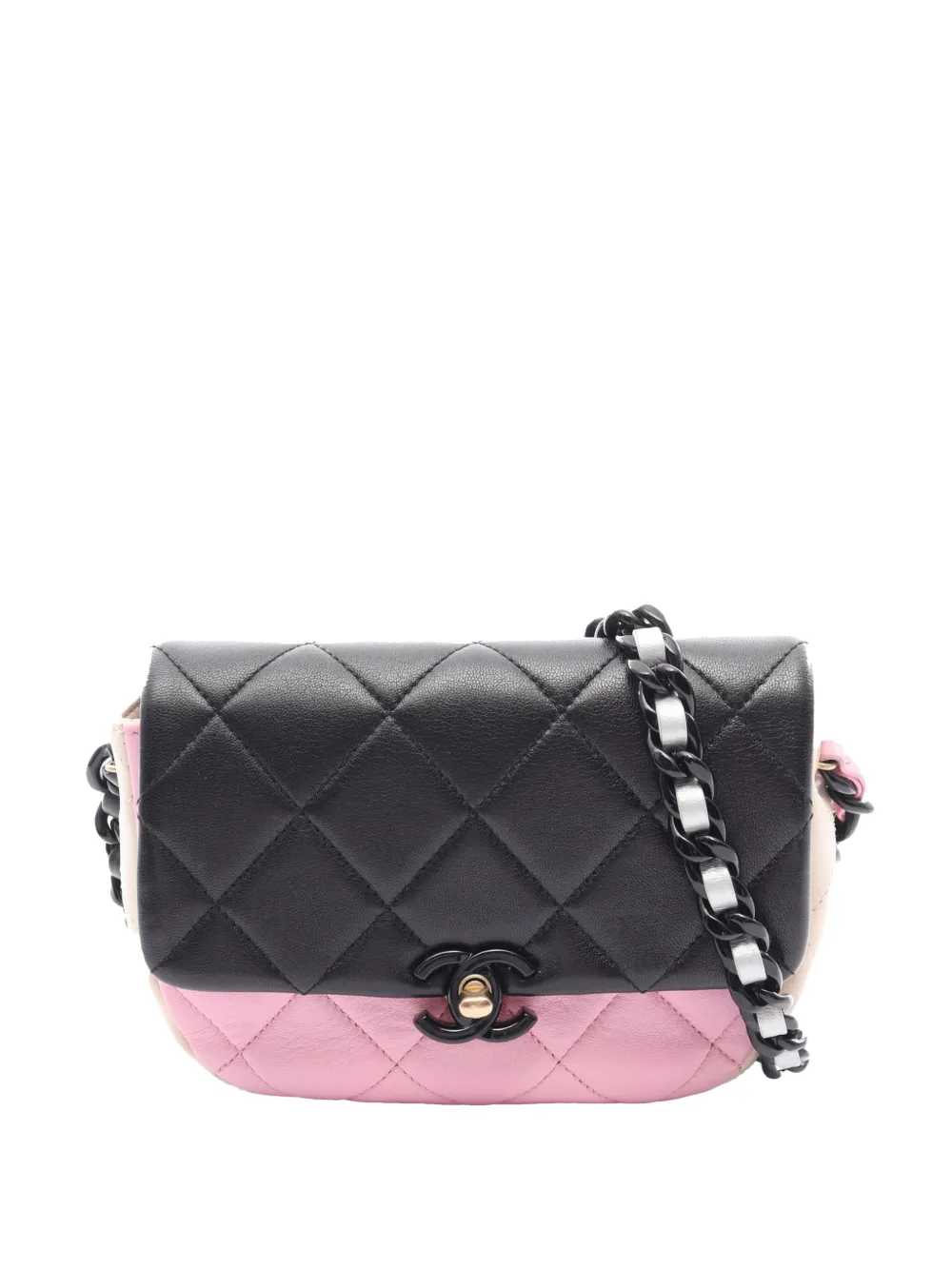 CHANEL Pre-Owned 2021-2026 Mini Multicolor Quilted Lambskin Lacquered Chain Flap crossbody bag - Nero