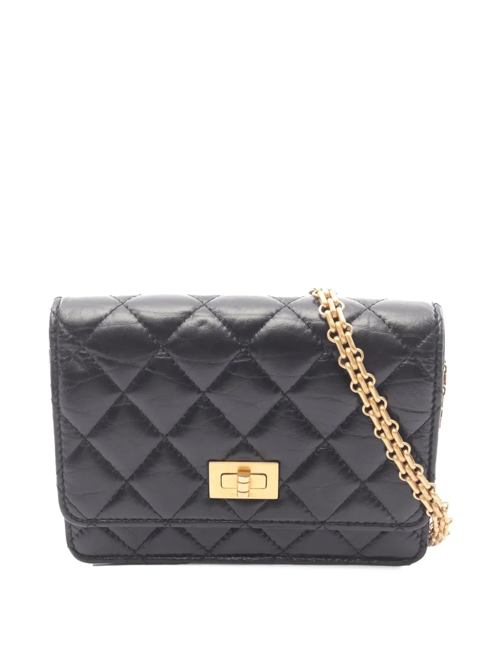 CHANEL Pre-Owned 2021-2026 Quilted Aged Calfskin Reissue 2.55 Wallet on Chain crossbody bag - Nero