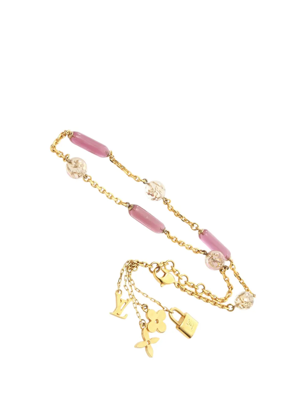 Louis Vuitton Pre-Owned 2005-2015 Gold Plated and Resin Sautoir Bulles Inclusion Station Charm Necklace costume necklace - Oro