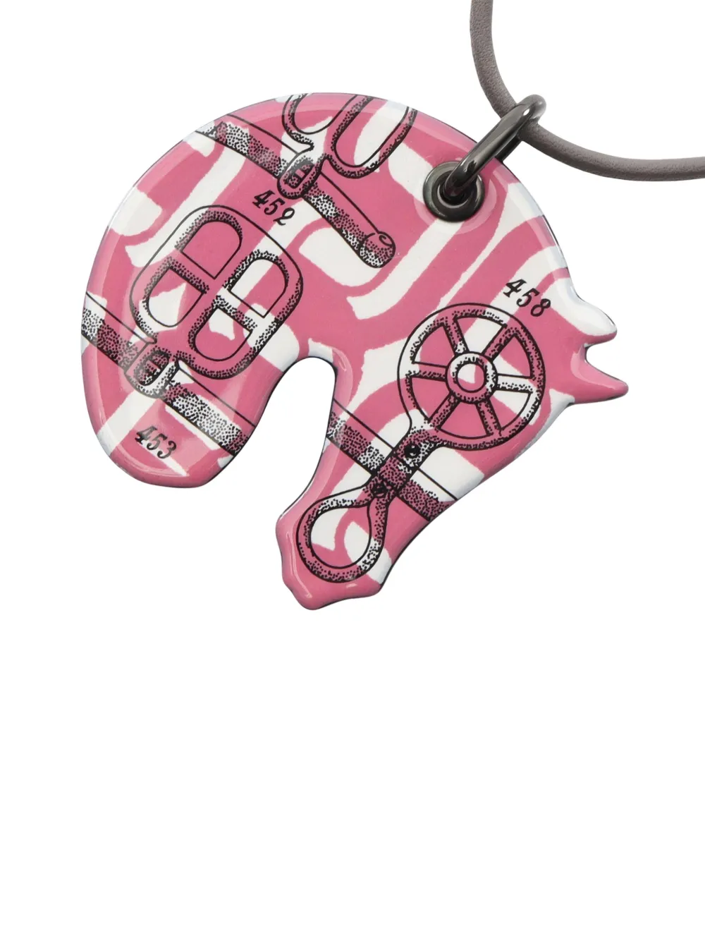 Hermès Pre-Owned 2000-2010 Enamel and Leather Tattersall Pendant Necklace PM costume necklace - Rosa