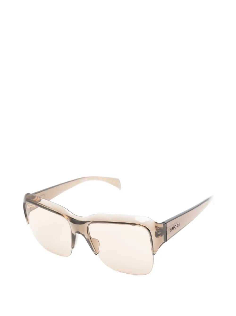 Gucci Eyewear Zonnebril met vierkant montuur en logoplakkaat Beige