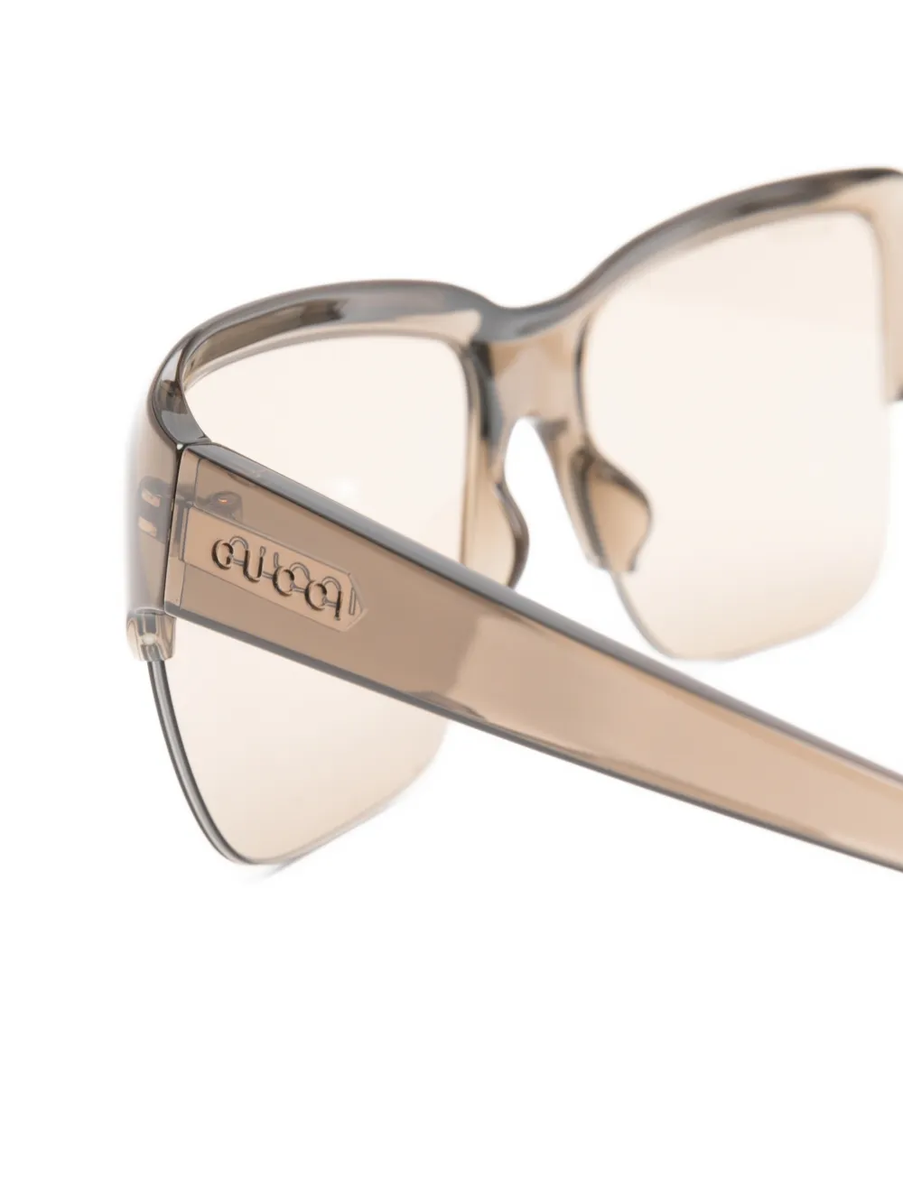 Gucci Eyewear Zonnebril met vierkant montuur en logoplakkaat Beige