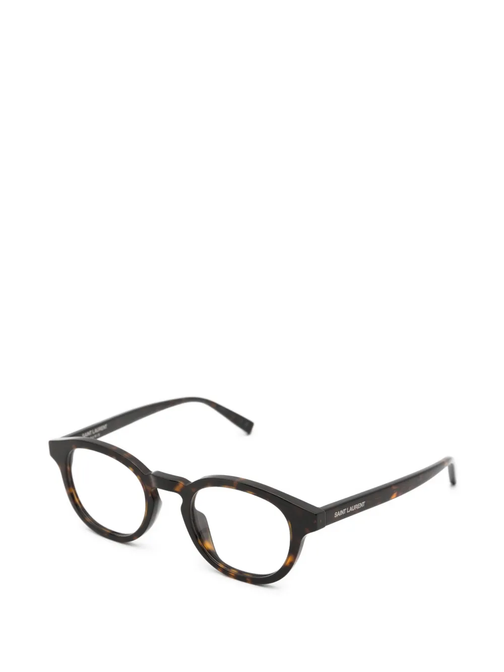 Saint Laurent Eyewear Bril met rond montuur en schildpadschild-design Bruin