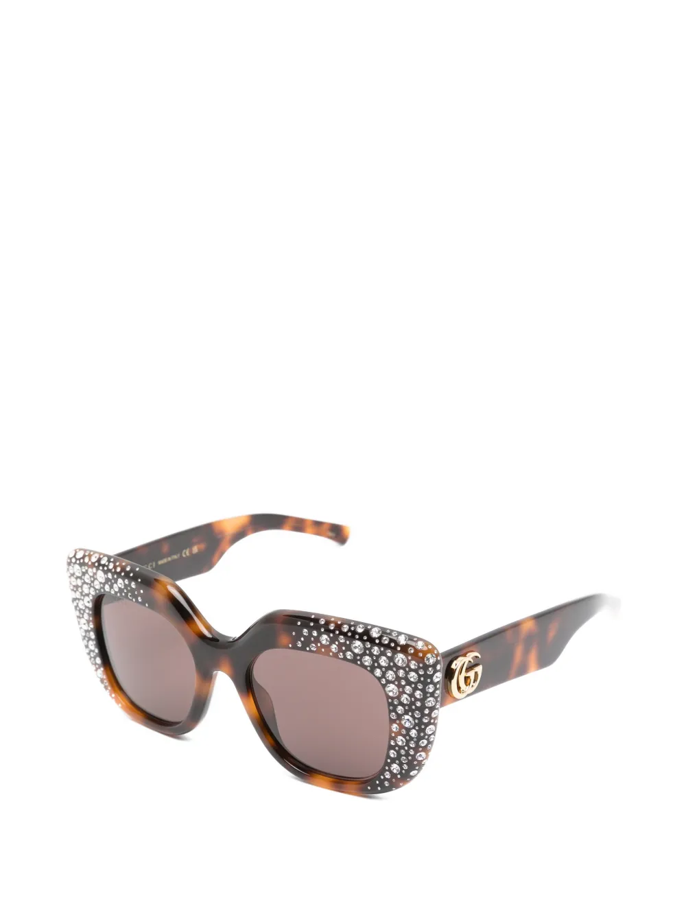 Gucci Eyewear Zonnebril verfraaid met kristallen Bruin