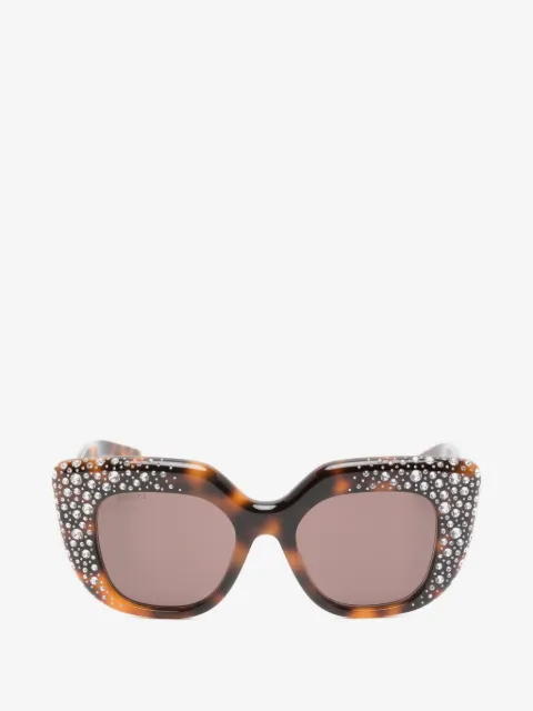 Gucci Eyewear солнцезащитные очки в квадратной оправе с кристаллами