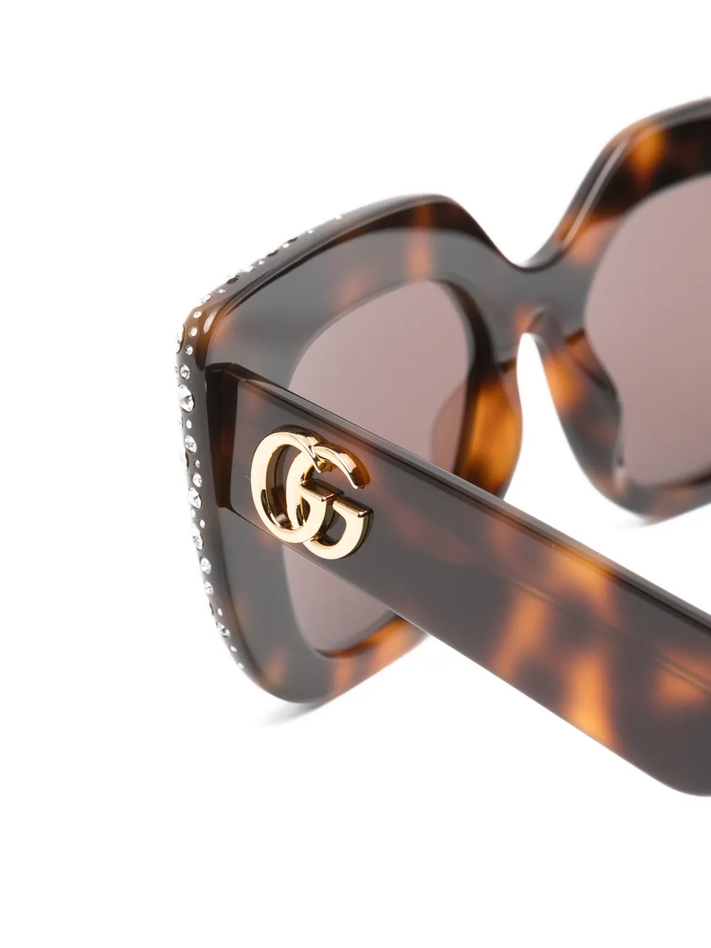 Gucci Eyewear Zonnebril verfraaid met kristallen Bruin