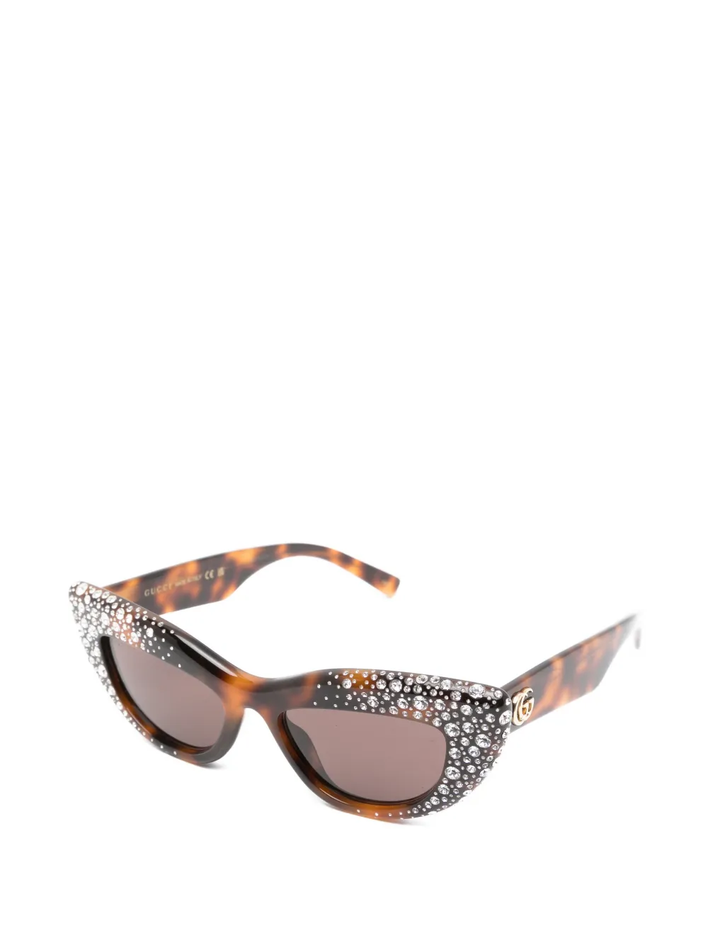 Gucci Eyewear Double G zonnebril met verfraaid met kristallen Bruin