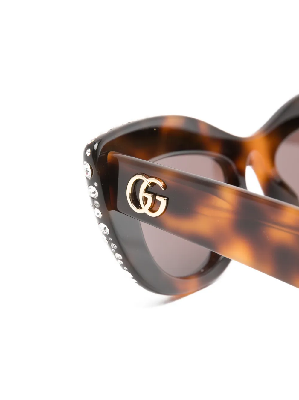 Gucci Eyewear Double G zonnebril met verfraaid met kristallen Bruin