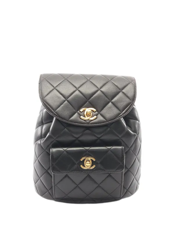 chanel black leather backpack Cruise Chanel 1997 Black CC Leather