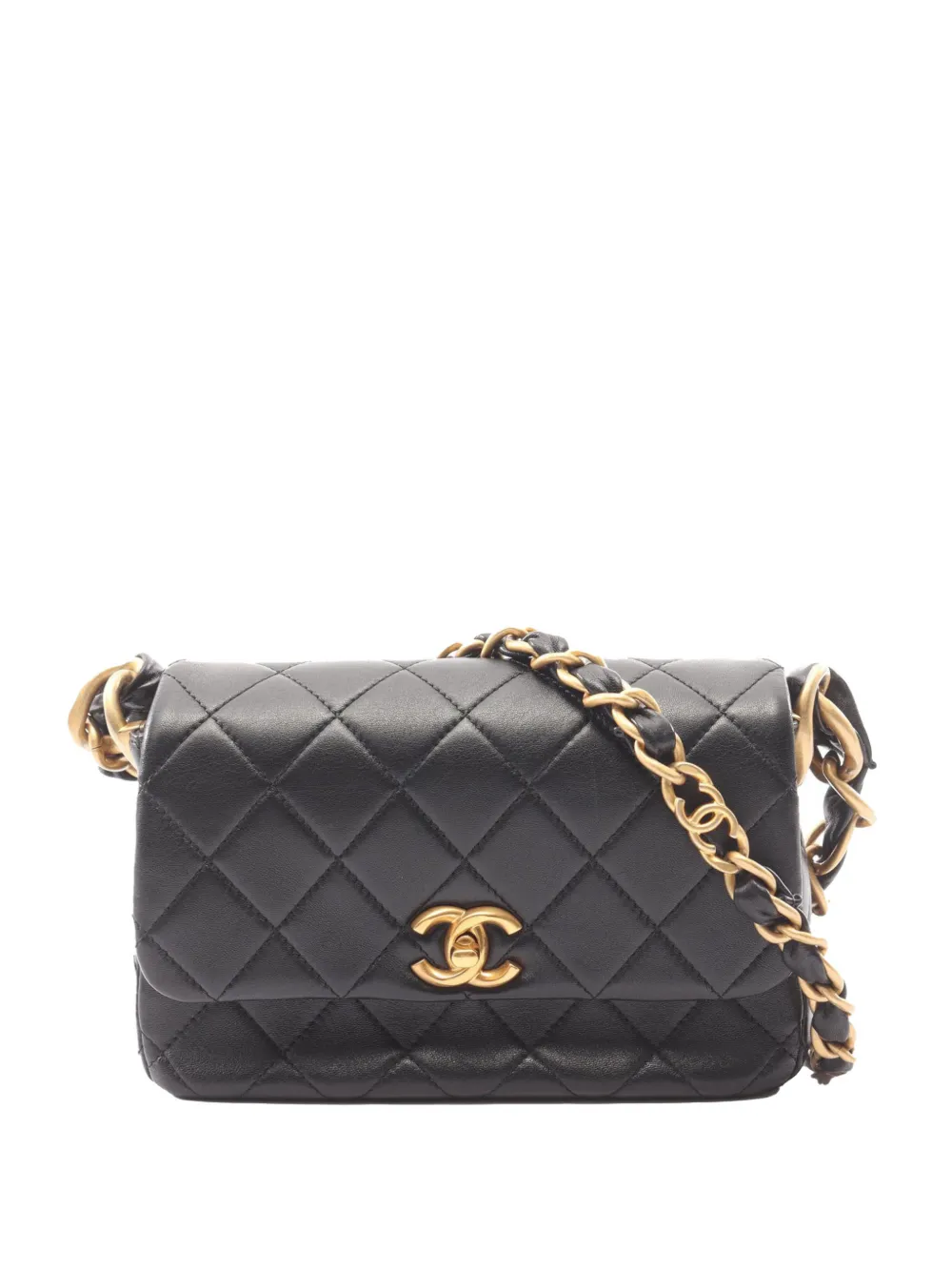 CHANEL Pre-Owned 2021-2026 Quilted Lambskin Flap Bag crossbody bag - Nero