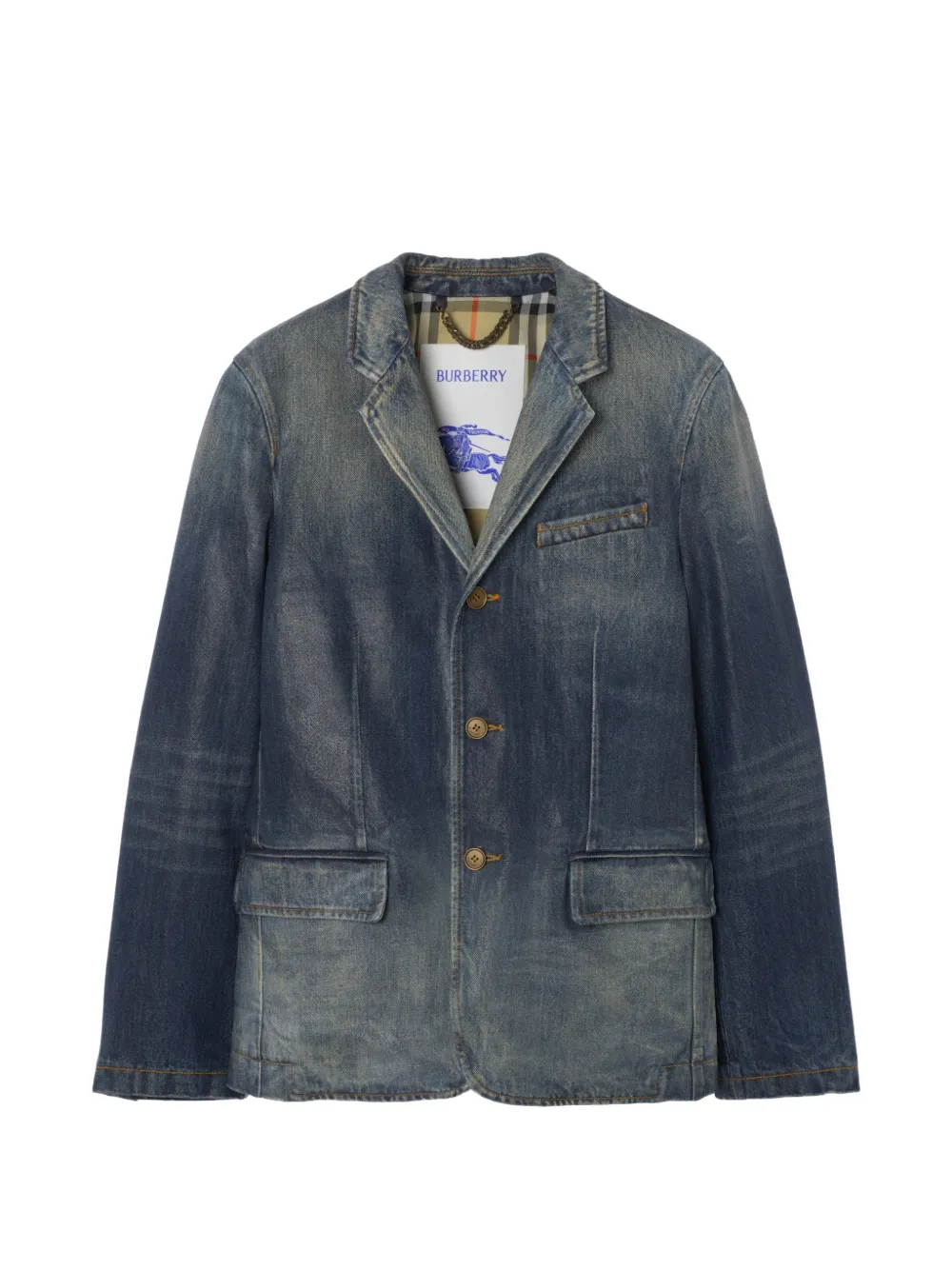 Burberry coated-denim tailored Jacket - Blue