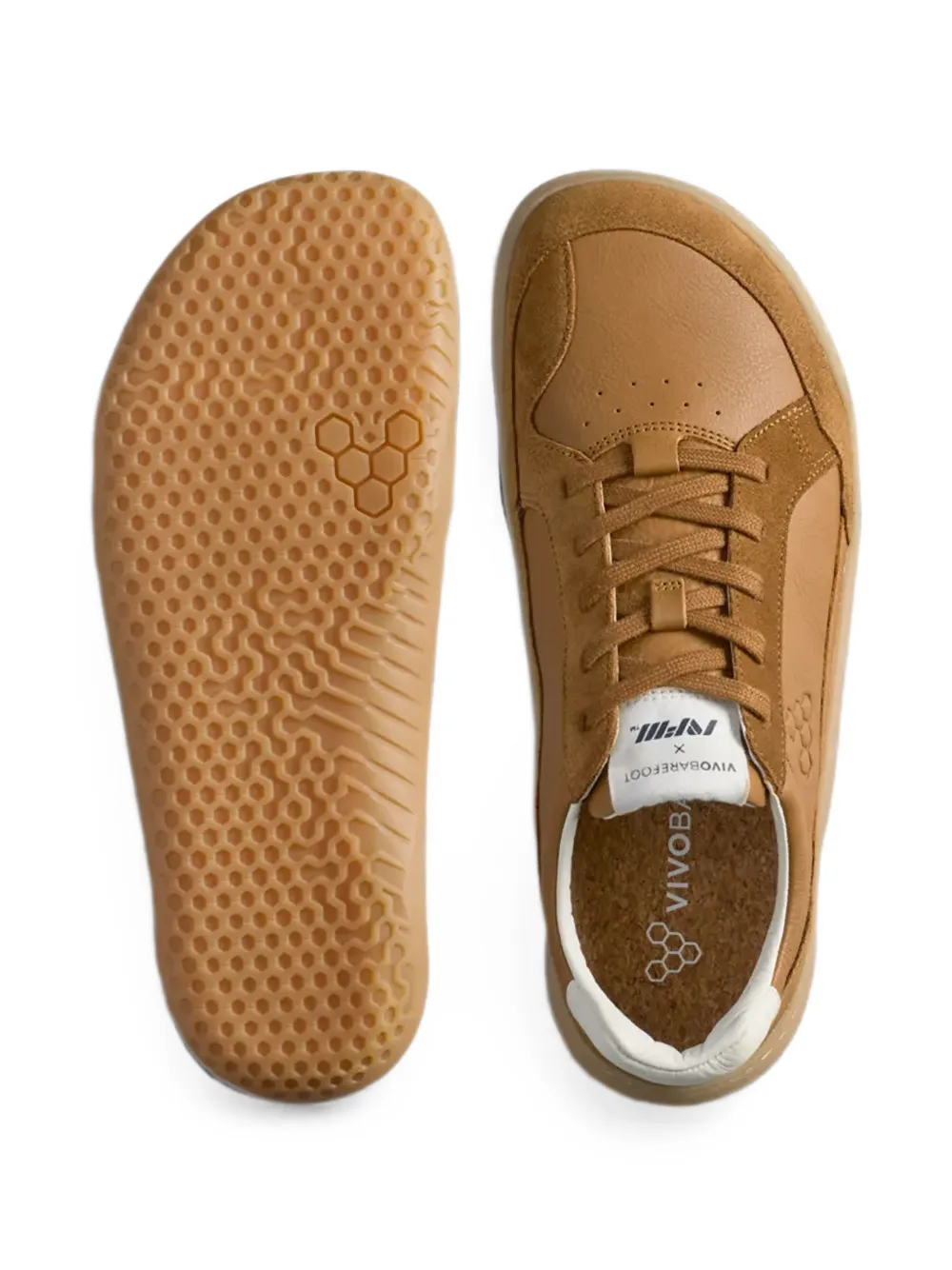 Vivobarefoot Gobi II panelled leather sneakers Bruin