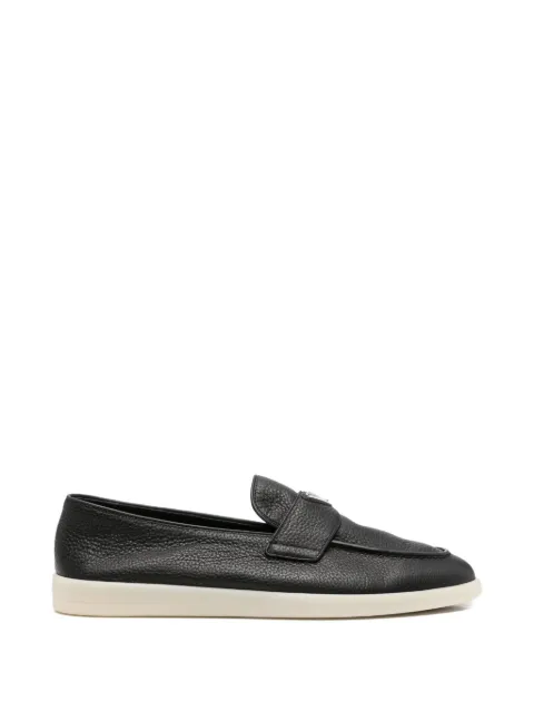 Prada logo-plaque pebble-grain loafers