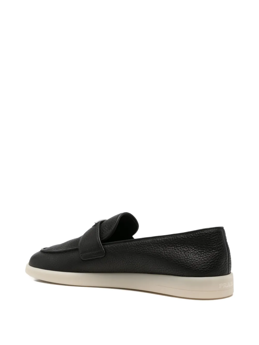 Prada logo-plaque pebble-grain loafers Zwart