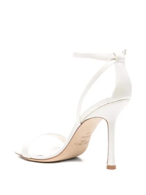 Jimmy Choo Moza crystal-buckle ankle-strap Sandals | White | FARFETCH