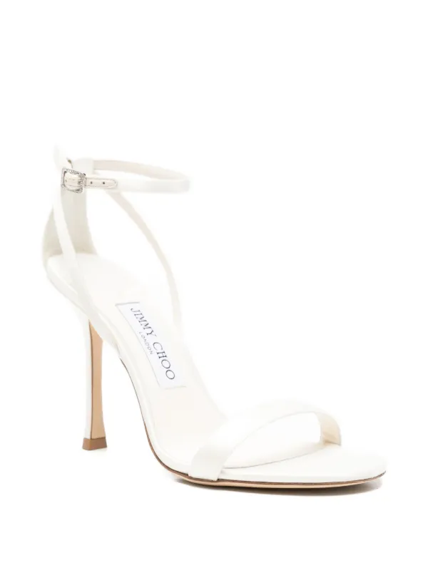 Jimmy Choo Moza crystal-buckle ankle-strap Sandals | White | FARFETCH