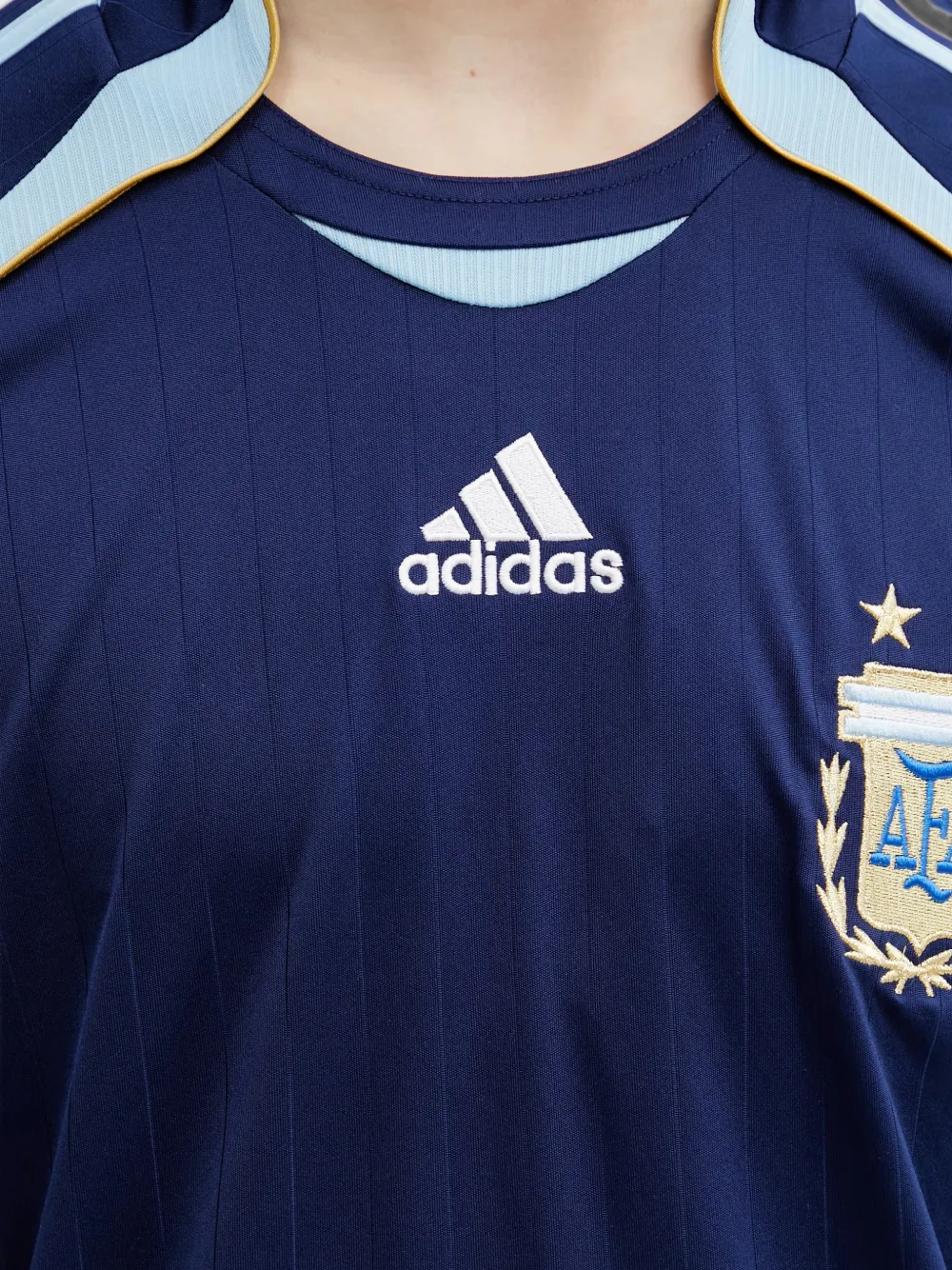 adidas Argentina Away 2006 T-shirt met geborduurd logo Blauw