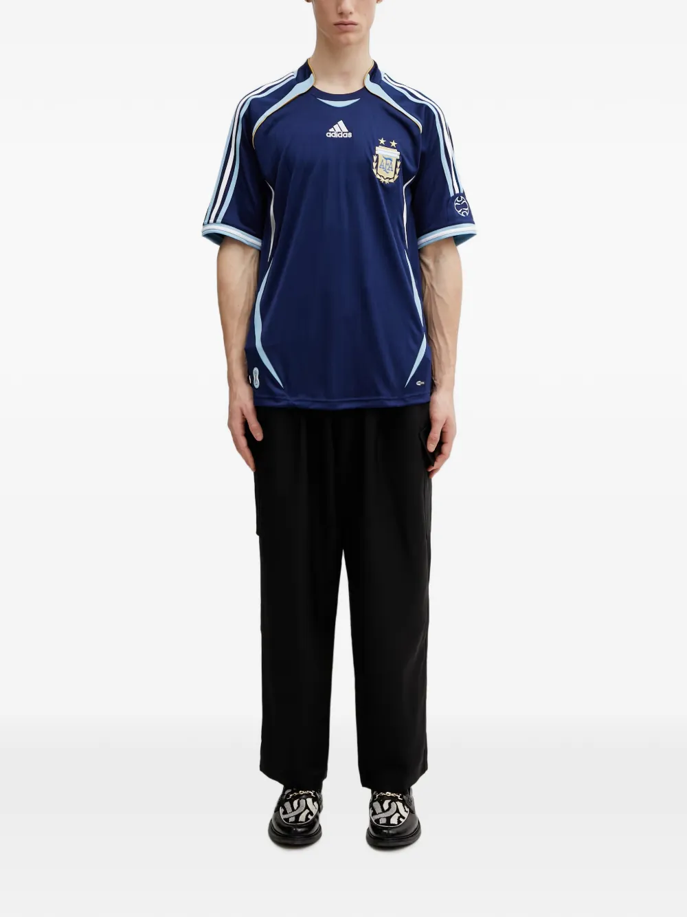 adidas Argentina Away 2006 T-shirt met geborduurd logo Blauw