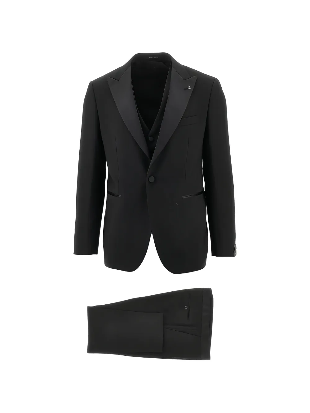 Tagliatore peak-lapel single-breasted three-piece wool suit - Nero