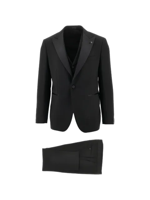 Tagliatore peak-lapel single-breasted three-piece wool suit