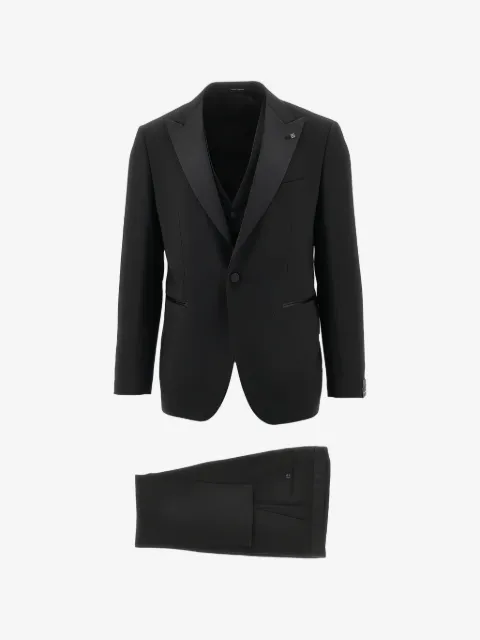 Tagliatore peak-lapel single-breasted three-piece wool suit