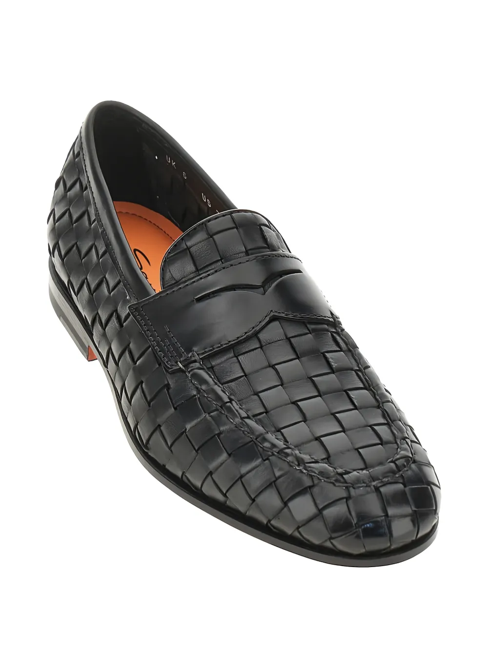 Santoni woven leather penny loafers Zwart