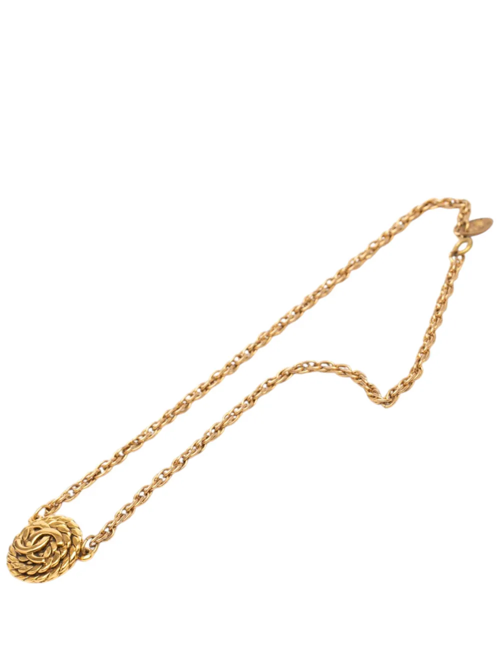 CHANEL Pre-Owned 1970-1980 Gold Plated CC Rope Chain Pendant Necklace costume necklace - Oro