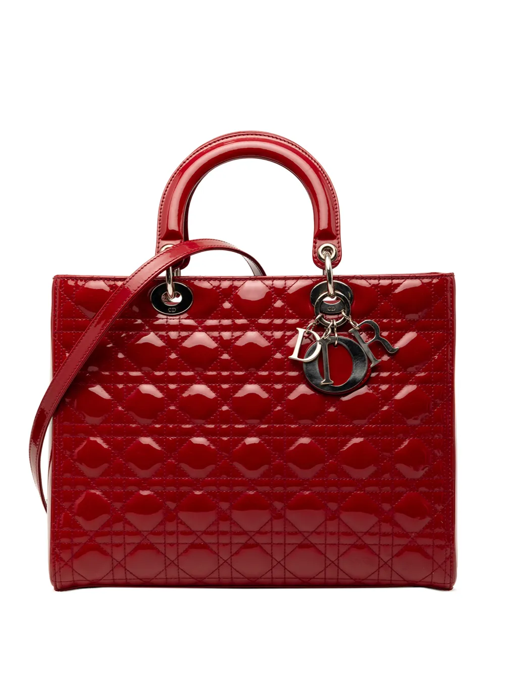 Christian Dior Pre-Owned 2011 Large Patent Cannage Lady Dior satchel - Rosso