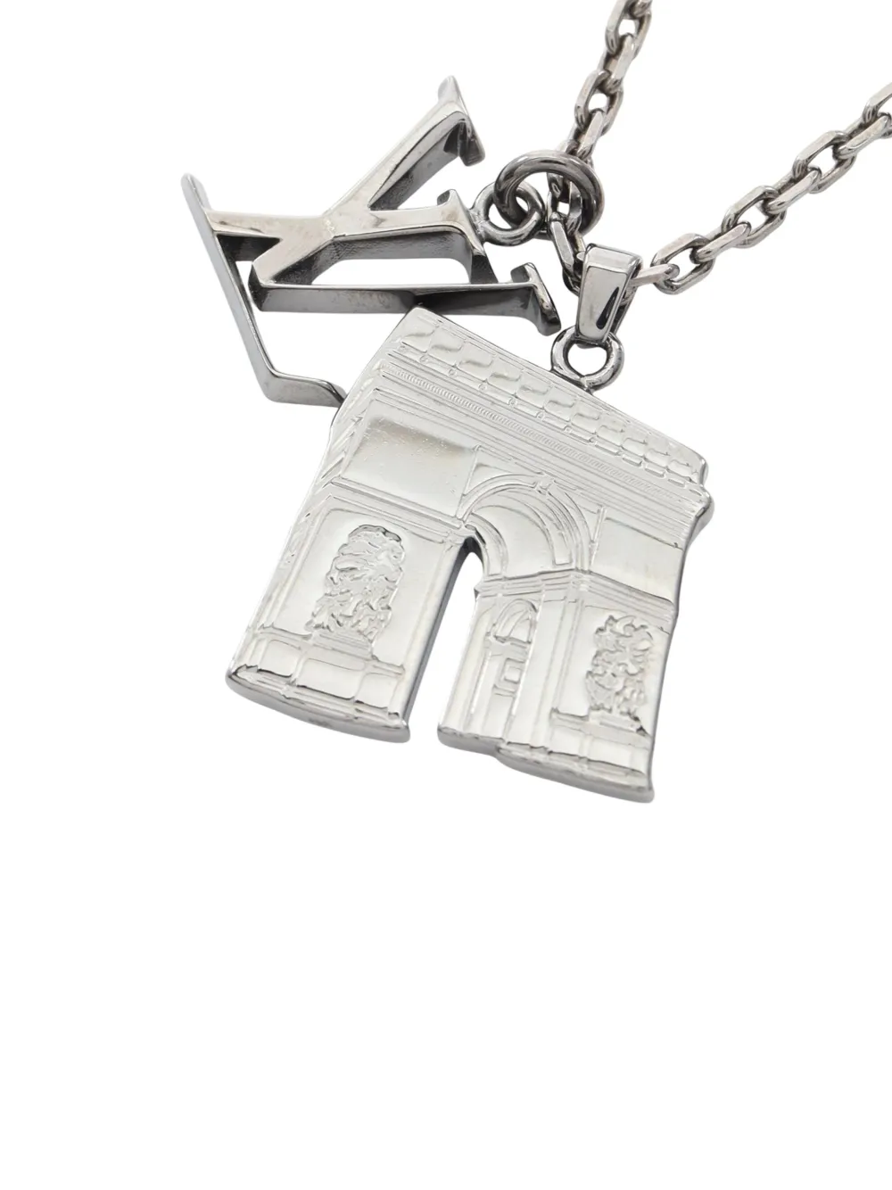 Louis Vuitton Pre-Owned 2019 Stainless Steel Initial Arc City Pendant Necklace costume necklace - Argento