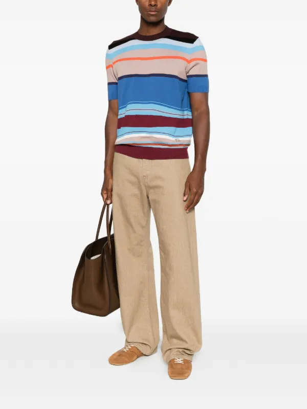 FENDI Striped short-sleeve Top | Blue | FARFETCH