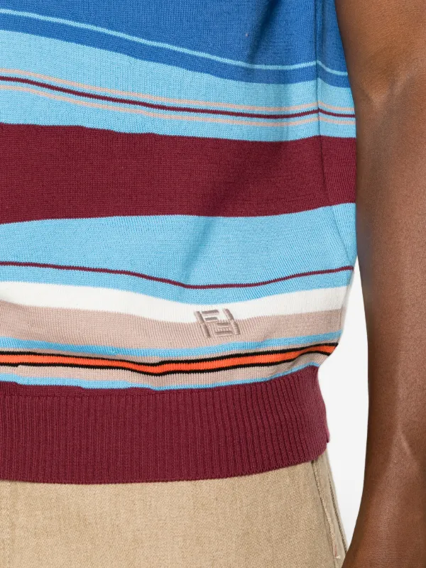 FENDI Striped short-sleeve Top | Blue | FARFETCH