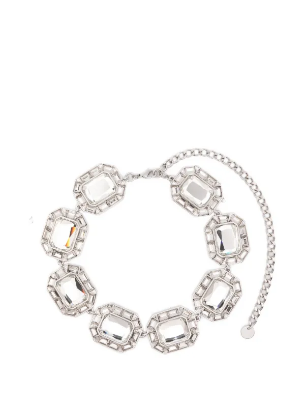 Self-Portrait Crystal Necklace in Silver
