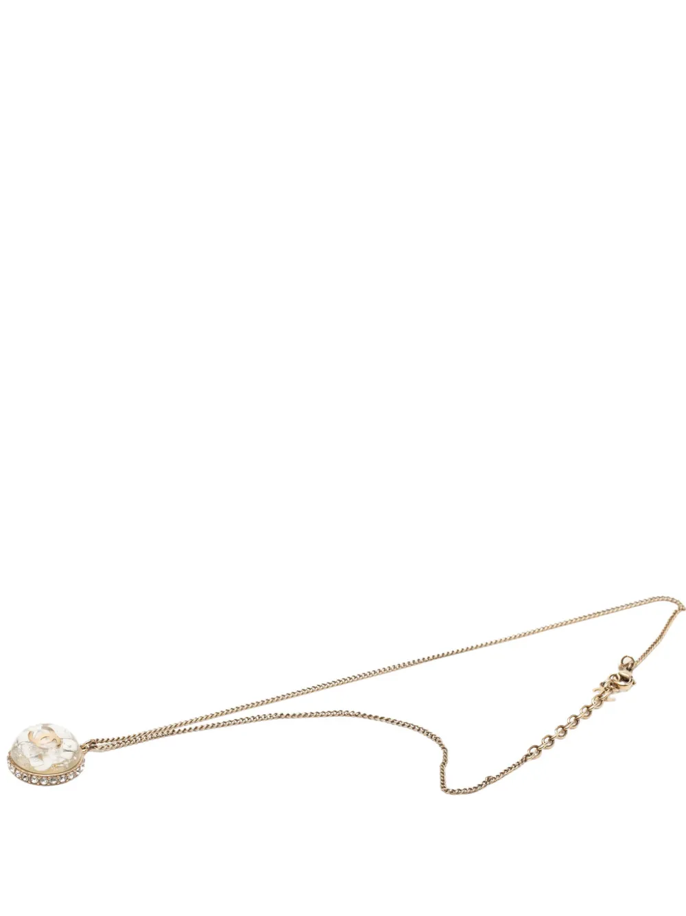 CHANEL Pre-Owned 2009 CC Gold Plated Resin and Strass Clear Dome Hologram Glitter Pendant Necklace costume necklace