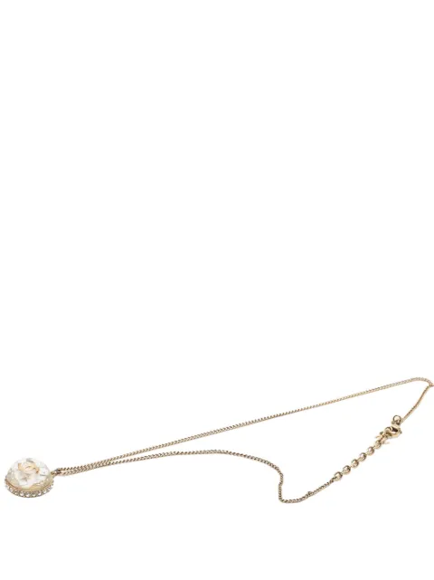 CHANEL Pre-Owned 2009 CC Gold Plated Resin and Strass Clear Dome Hologram Glitter Pendant Necklace costume necklace