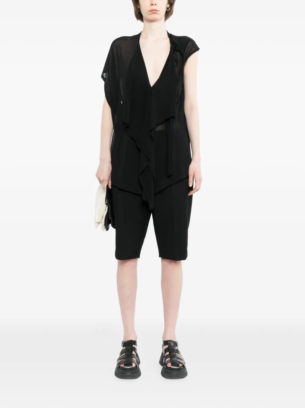 Yohji Yamamoto Gedrapeerde top Zwart