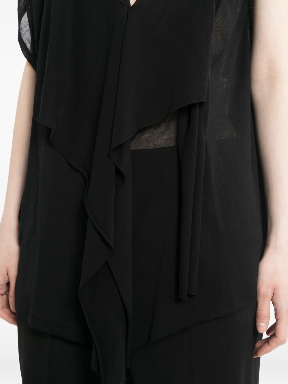 Yohji Yamamoto Gedrapeerde top Zwart