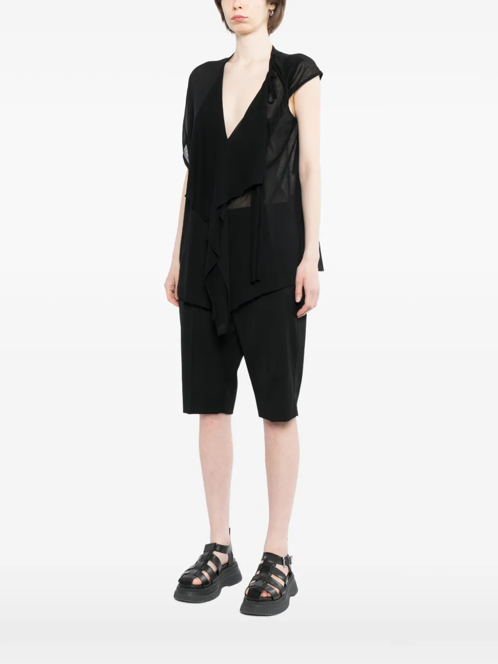 Yohji Yamamoto Gedrapeerde top Zwart