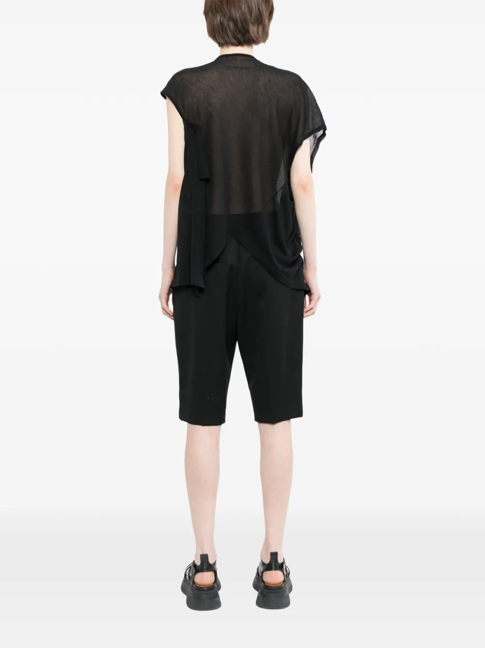 Yohji Yamamoto Gedrapeerde top Zwart