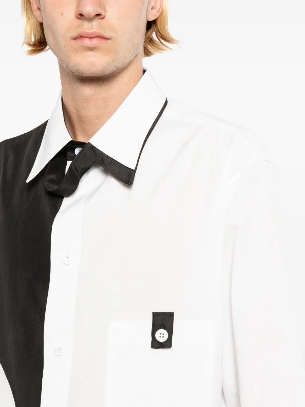 Yohji Yamamoto Overhemd met colourblocking Wit