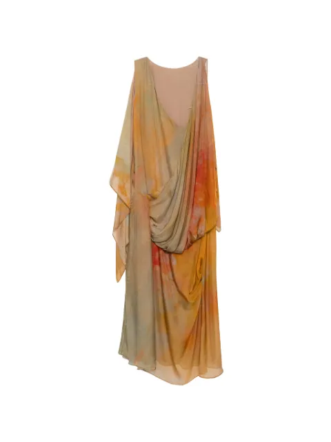 YANGKEHAN floral-print draped dress