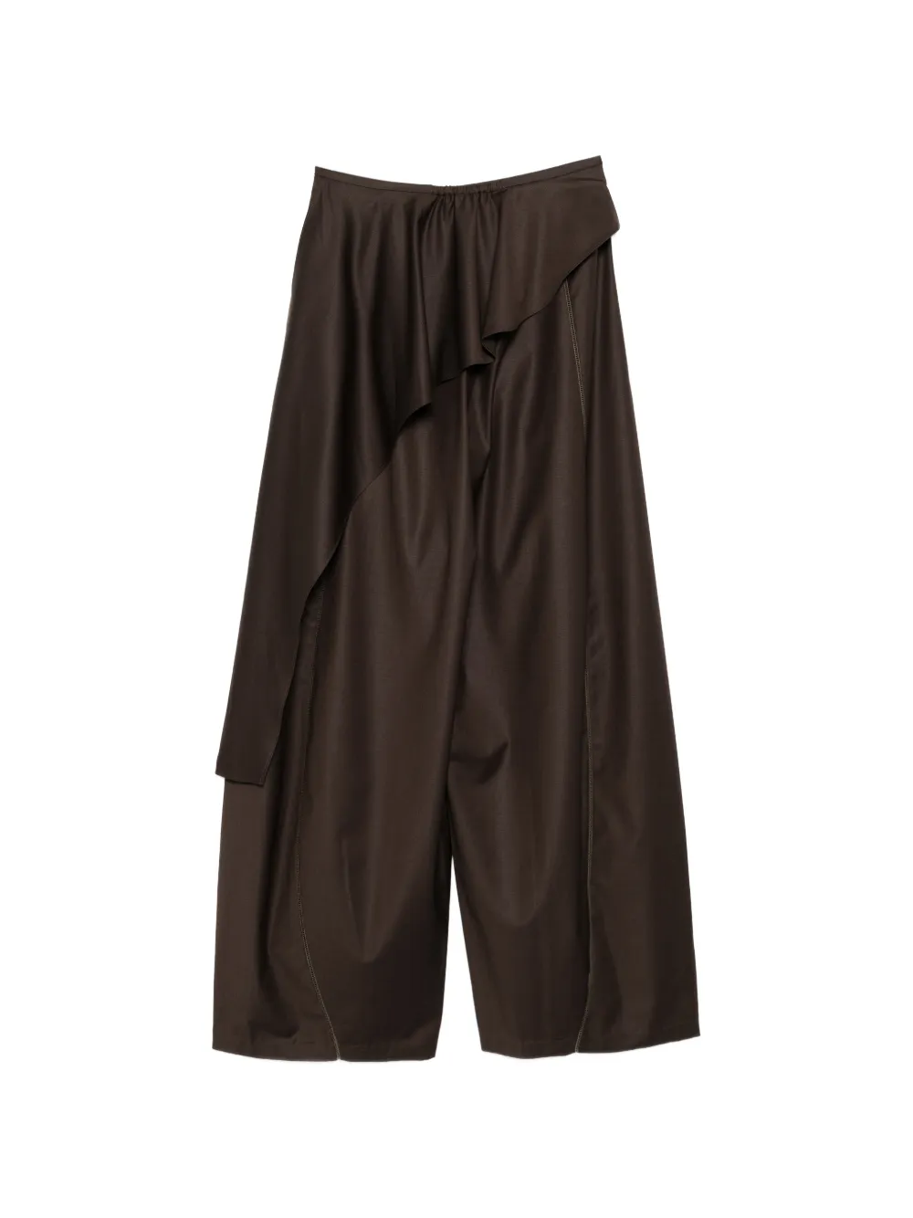 YANGKEHAN ruffled panelled trousers - Marrone