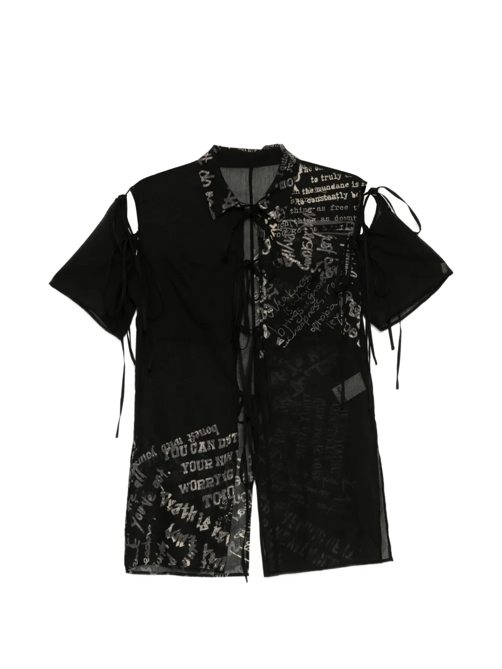 Limi Feu slogan-print side-tie top - Nero