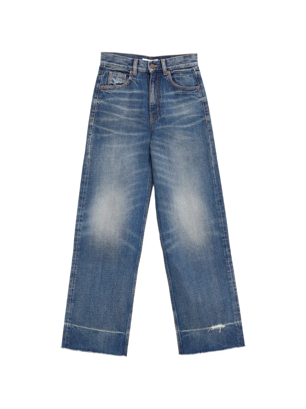 Chloé Faded Frayed-hem Bootcut Jeans In Blue